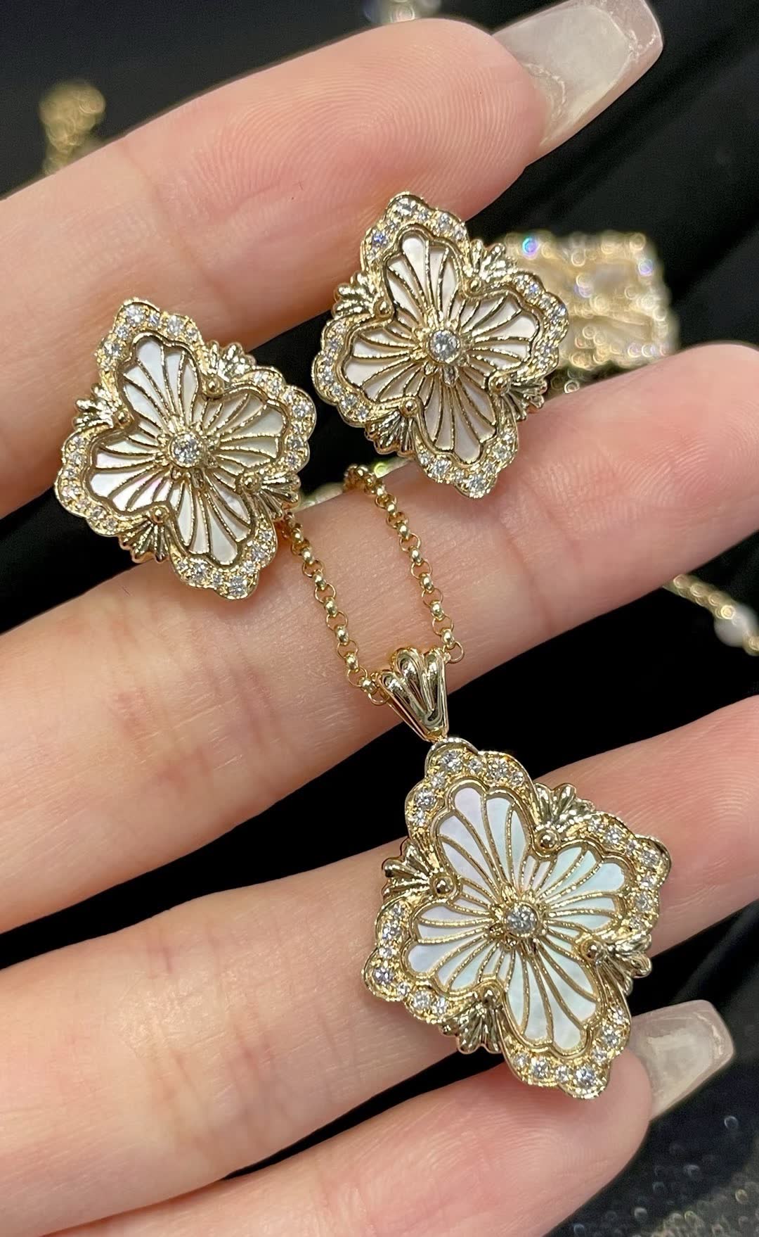 Buccellati Van Cleef & Arpels Alhambra Gold and Enamel Earrings